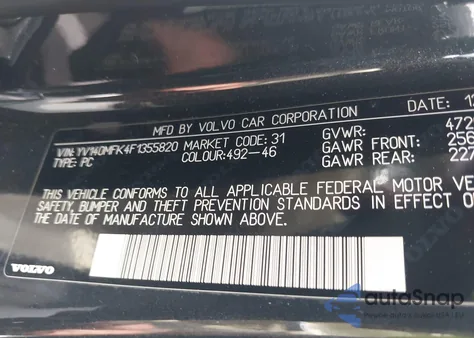 2015 Volvo S60 T5 Premier z USA, uszkodzony, nr VIN YV140MFK4F1355820